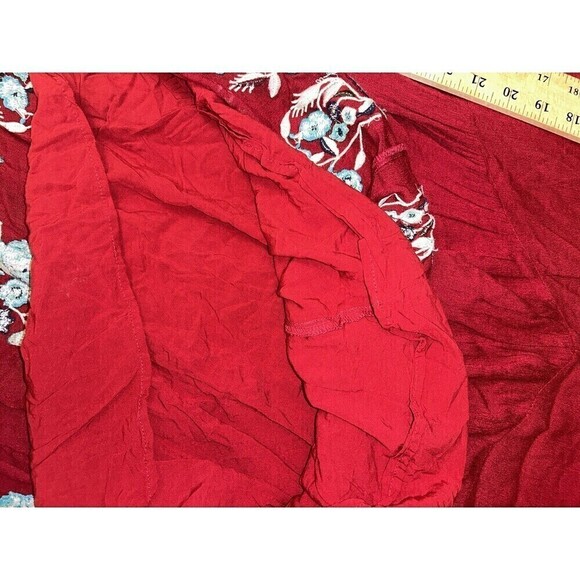 Alter’d State Womens Large Red Embroidered Boho‎ Bell Sleeve Tunic Dress - Picture 4 of 8